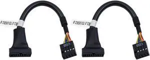 Aomoproing USB 3.0 Header to USB 2.0,USB 3.0 to USB 2.0 Motherboard Adapter Cable,19 Pin USB3.0 Male to 9 Pin USB2.0 Female Motherboard Cable Adapter Converter 6 inch/15cm (2-Pack)