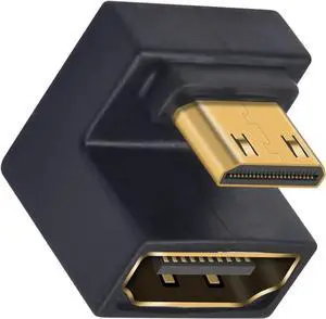 AOMOPROING 180 Degree Mini HDMI to HDMI Adapter 8K@60Hz, 48Gbps, UHD Down Angle (Male to Female) for Cameras, Projectors 1 Pack