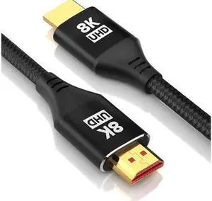 AOMOPROING 8K HDMI 2.1 Cable 3.3FT Kelink 48Gbps Ultra High Speed Black Braided HDMI Cord - Get 4k @ 120Hz On PS5 & Xbox Series X - Supports 8k @ 60Hz HDR eArc Dolby Vision & More