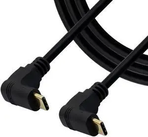 Aomoproing Right Angle 90 Degree Type C Cable,Type C Male to Type C Male 90 Degree Cable Up/Down Angle Charging Data Synchronization Extension Cable 3FT