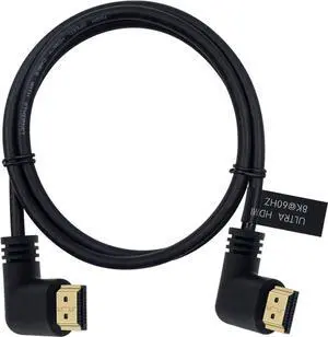 AOMOPROING 8K HDMI 2.1 Cable 1.64feet/0.5M,8K HDMI 48gbps 90 Degree Left Angle HDMI Male to Left Angle HDMI 2.1 Cable with 8K 60Hz Video and 3D HDR for TV/Xbox /PS4 /PS5