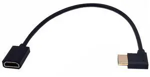 AOMOPROING 1ft 8K HDMI 2.1 Extension Cable, 90 Degree Left Angle Male to Female Adapter, OD 4mm Slim Ultra HD HDMI Cable, 8k@60HZ