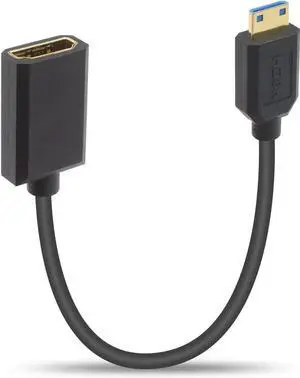 AOMOPROING 8K Mini HDMI to HDMI Exension Cable 1Ft, Short HDMI to Mini HDMI Cable 48Gbps, Ultra-Thin Mini HDMI Male to Female Extender Cable Support 8K@60Hz for Projector, Monitor, Camcorder