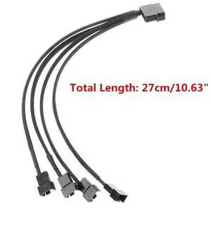 Aomoproing  New 1 To 4 Way Y-Splitter Sleeved 4-Pin Molex Fan Male To 4x 3-Pin/4-Pin PWM Male Connector For Fan Extension Adapter Cables