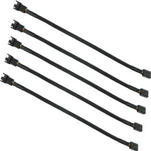 5PCS 4-Pin PWM Fan Splitter Cable Sleeved Braided Adapter Computer PC Fan Extension Power Supply Cable Converter Cord Wire Compatible with Computer ATX Case 4-Pin/3-Pin Cooling Fan Cable
