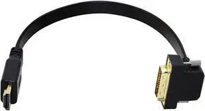 AOMOPROING DVI to HDMI HDMI to DVI Flat Cable DVI-D to HDMI Adapter Bi-Directional Right Angle Gold-Plated DVI(24+1) Monitor Cable for PC Laptop HDTV Porjecto (DVI-HDMI Male)