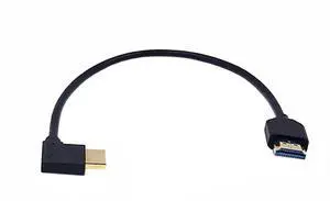 AOMOPROING 1ft HDMI 8K Ultra HD Cable, 3D 48Gpbs HDMI 2.1 Version Cable, Right Angle HDMI Male to Straight HDMI Male Extreme Slim Cable for Xbox PS4 PS5 TV Switch, Support 8K@60HZ 4K@120Hz
