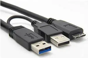 Aomoproing HDD USB 3.0 Type A to Micro B Y Cable USB3.0 Data Cord For External Mobile Hard Drive Disk Data Cables 1M