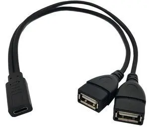 Aomoproing USB C Splitter Charge Cable,1 Feet USB Type C Female to 2 Dual USB Female Y Splitter Conversion Charging Cable(Only for Charging)