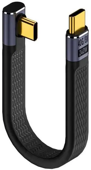 Aomoproing 40Gbps USB Type C Cable, Straight Male to 90 Degree Angle Male USB C Cable, 240W PD QC Cord for Thunderbolt 4/3, 8K@60Hz, 0.39ft