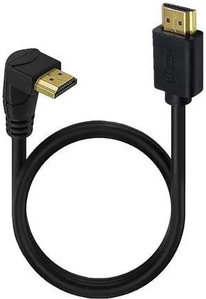 AOMOPROING 2ft 18Gbps HDMI 4K@60Hz Cable, Down Angle HDMI 2.0 Male to Male HD High Speed Shield Cord for Xbox HDTV PS4 PS5 Switch