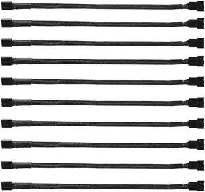 10Pack 4-Pin Case Male to Female PWM Fan Splitter Cable 10.6inch Sleeved Braided Adapter Computer PC Fan Power Extension Cable Converter for Computer ATX Case Compatible 3-Pin/4-Pin Cooling Fan Cable