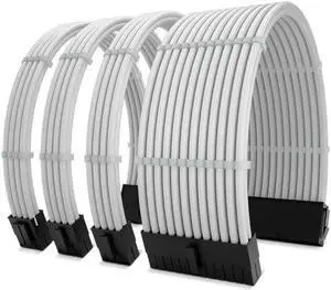 Aomoproing   Customization Mod Sleeved Extension Power Supply Cable Kit GPU PC Braided WHITE