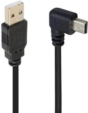 Aomoproing 90 Degree Mini USB Cable Angle Mini 5pin USB B Male to USB 2.0 Male Data Sync Charging Extension Cable for GPS Dash Cam Black Left Angle 4.9FT