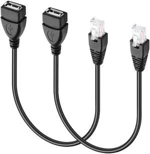 Aomoproing USB to RJ45 Ethernet Cable 2 Pcs USB Female to RJ45 8P4C Ethernet Male Extension Cable for Router,ADSL Modem,Camera etc