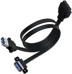 Aomoproing USB 3.0 Front Panel Cable 5Gbps USB 3 0 Header Extension Cable 19/20 Pin USB 3.0 Front Panel Extension with Panel Mount Holes (50 cm)