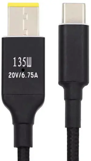 Aomoproing 135W Type-C USB-C Cable to DC Rectangle 11.0 * 4.5mm Power PD Charge Cable for Thinkpad X1 Legion Y7000P Laptop DC20V 6.25A