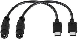 Aomoproing 5V DC 5.5 2.1mm Female to USB Type C Adapter Cable Connector Power Extension Charge Cable for Laptop mobilephones 18.2cm-2 Pack