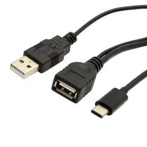 Aomoproing USB-C Type-C USB 3.1 Host to USB 2.0 Female OTG Data Cable with Extral Power Compatible for Cell Phone Air Pro
