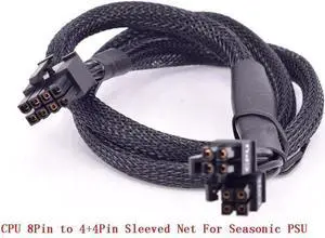 AomoproingCPU 8pin to 4+4pin Power Supply Cable ATX 12V P4 to P8 With Net for Seasonic KM3 Series X-750 X-850 SS-1050XP3 M12II Evo Series 620 650 750 850 Snow Silent 750 1050 FOCUS PLUS Gold SSR-850FX