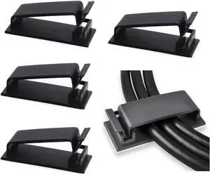 Aomoproing  50-Pcs Self Adhesive Cable Management Clips, Cable Organizers Wire Clips Cord Holder for TV PC Laptop Ethernet Cable Desktop Home Office