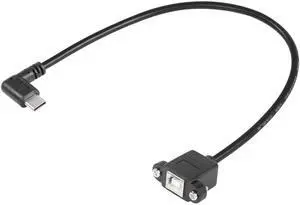 Aomoproing USB C to USB B Printer Cable with Panel Mount Screw Holes, 0.3M, Male-to-Female, 480 Mbps, Compatible with Printer, MIDI & DJ Controller
