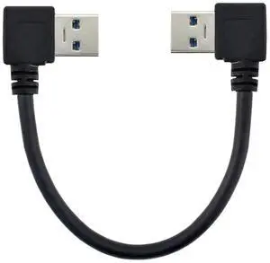 Aomoproing USB 3.0 Type A Male 90 Degree Left Angled to USB 3.0 A Type Right Angled Extension Cable Dual Angled Type 20cm