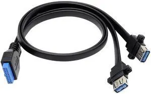 Aomoproing USB 3.0 Front Panel Cable, Motherboard 19/20pin Cable to USB Female Splitter Adapter Extension Connector -50cm/19.6inch