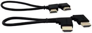 AOMOPROING Gold Plated High Speed 90 Angle Right HDMI Male to Left HDMI Male Adapter Cable Supports Ethernet, 3D and Audio Return (0.3M RR-LL)
