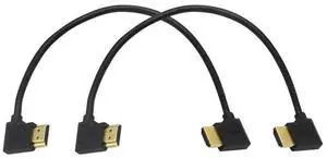 AOMOPROING Gold Plated High Speed 90 Angle Right HDMI Male to Left HDMI Male Adapter Cable Supports Ethernet, 3D and Audio Return (0.3M 2Pack LL-LL)