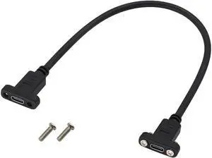 Aomoproing USB C to 3.1Type C Panel Mount Screw Cable Gen 2 (3A) USB 3.1 Type C Female to Female Panel Mount Cable, Supports Charging,Data,Audio,Video Cable for Laptop,Tablet,Mobile Phone(0.3M/1ft)