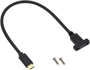 Aomoproing USB Type C 3.1Panel Mount Adapter Cable USB-C 3.1 Gen2 10Gbps Male to USB C Female Panel Mount Screw Cable,Supports Charging,Data,Audio,Video Cable for Laptop,Tablet,Mobile Phone(0.3M/1ft)