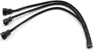 Aomoproing  4Pin 1 to 3 Ways PWM Fan Splitter Cable Black Sleeved Fan Power Extension Cable 4Pin Female to 3X 4Pin Male 27cm/10.5 inches