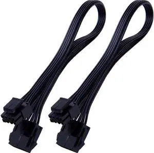 EPS 8 Pin Power Extension Cable, ATX CPU 8 Pin Female to 8(4+4) Pin Male EPS Extension Cable for Motherboard 12 Inches (2 Pack)