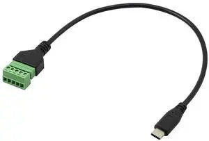 Aomoproing USB Type C Male to 5 Pin Screw Terminal Female Solderless Bolt Screw Shield terminals Converter Adapter Cable - 1FT(Type C Male)