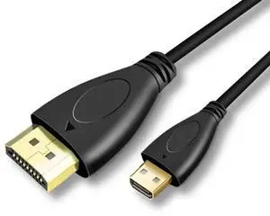 AOMOPROING Micro HDMI to HDMI Adapter Cable, 10.2Gbps High-Speed, 4K@30Hz, 1080p, Ethernet Ready, 3.3Ft, Black,2-Pack