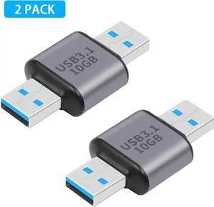 Aomoproing 10Gbps USB 3.0 Adapter Male to Male, USB 3.0 Type A to Type A Connector for Hard Driver, Laptop, DVD Player, Hub, Monitor, Camera, 2-Pack