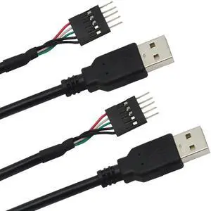 Aomoproing 5 Pin Motherboard Header to USB A, Dupont IDC 5-Pin to USB 2.0 Male Extender Adapter Cable-2PCS(1FT)
