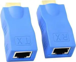 AOMOPROING Extender,HDMI to RJ45 Network Cable Extender Converter Repeater Over Cat 5e /6 /6e1080p up to 30m Extender for HDTV PS4 STB 4K 2K, Request Pure Copper Cat 5e /6 //6e Wire- Not Support HDCP