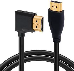 AOMOPROING4K HDMI Cable 1.4,90 Degrees Angle HDMI Male to Male Cable 4k@30Hz,Gold-Plated Connector,Support ARC, 3D, Ethernet,for HD TV, Lactop, PC,Projector-Black(1m/3.2Ft) (Black - Straight to Right)