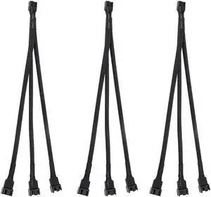 Aomoproing  Fan Splitter 3 Pack PWM Fan Splitter Cable 3 Way 4 Pin 3 Pin Sleeved Braided Extension Power Cable 1 to 3 Converter for PC Matherboard Desktop Computer CPU Fan 10.6 inches