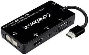 AOMOPROING Multiport 4-in-1 HDMI to HDMI/DVI/VGA Adapter Cable with Audio Output Converter (Black)