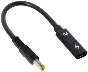 Aomoproing Type C USB-C Female Input to DC Power PD Charge Cable fit for Laptop 18-20V (5.5x2.5mm)