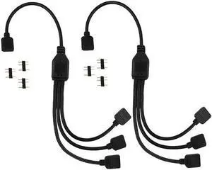 Aomoproing   2 Pack 5V 3-Pin RGB 3-Way Female to x Female RBW LED Strip Splitter Cable,3 Port AURA RGB Lighting Hub w/ Gender Changer Adapter - 1 Foot