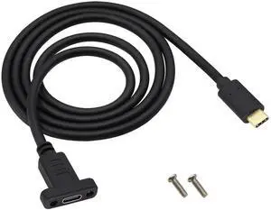 Aomoproing USB 3.1 Type C Panel Mount Extension Adapter Cable Gen 2 USB Type C 3.1 Female Panel Mount to Male Cable,Supports Charging,Data,Audio,Video Cable for Samsung Note10,MacBook Air(1M/3ft)