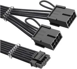 Visit Best electronics Store FOLLOW RTX 4070Ti PCIe 5.0 Power Cable Extender, 12VHPWR 16Pin(12+4) Male to 2x8Pin Female 16AWG Sleeved Extension Cord with Cable Combs Compatible GeForce RTX 4070Ti/407