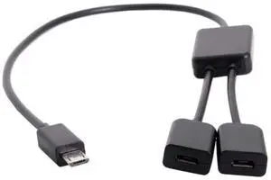 Aomoproing Micro USB 2.0 OTG to Dual Ports Micro USB 2.0 5Pin Female Hub Cable Compatible for Laptop PC & Mouse & Flash Disk