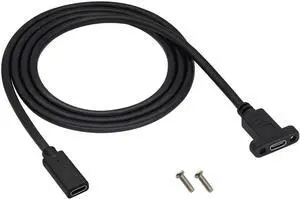 Aomoproing 3.1 Type c to Type c Screw Hole Cable Gen 2 USB 3.1 Type C Female Cable with Dual Panel Mount Screw Hole Supports Charging,Data,Audio,Video Cable for Samsung Note10,MacBook Air(1M/3ft)