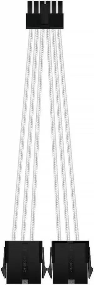 Aomoproing   12PIN transfer 2×8PIN Extension Cable Power Supply Sleeved Synchronized PSU Extension Kit White