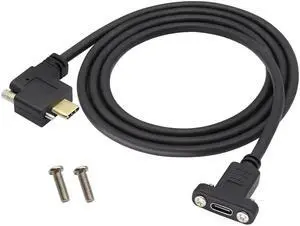 Aomoproing 90 Degree USB 3.1 Type C Panel Mount Cable 4K Right Angle USB Type C 3.1 Male Panel Mount to Female Cable,Supports Charging,Data,Audio,Video Cable for Samsung Note10,MacBook Air(1M/3ft,M-3)